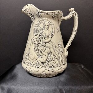 Vintage 1976 Duncan Ceramic Pitcher Jug Diana & Cherubs‎